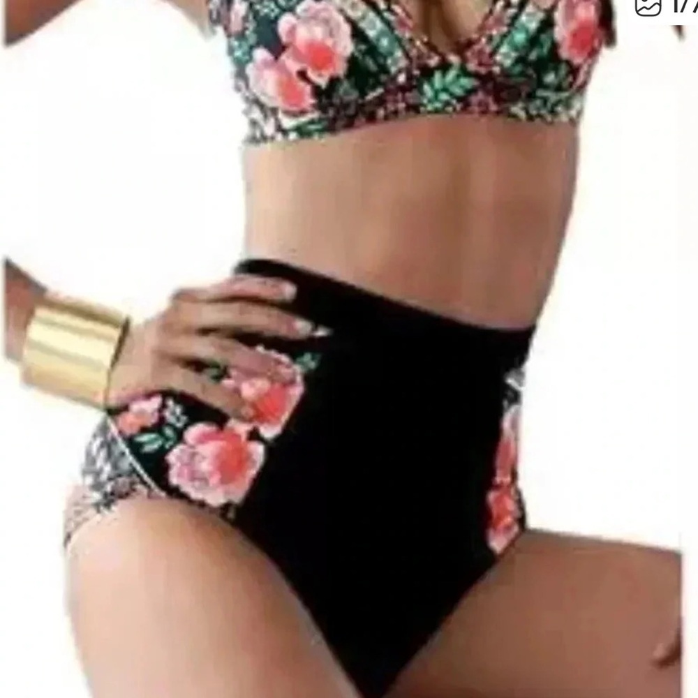 Floral High Waisted Bikini Bottom